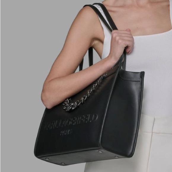 Karl Lagerfeld Black Embossed Tote - Picture 5 of 11